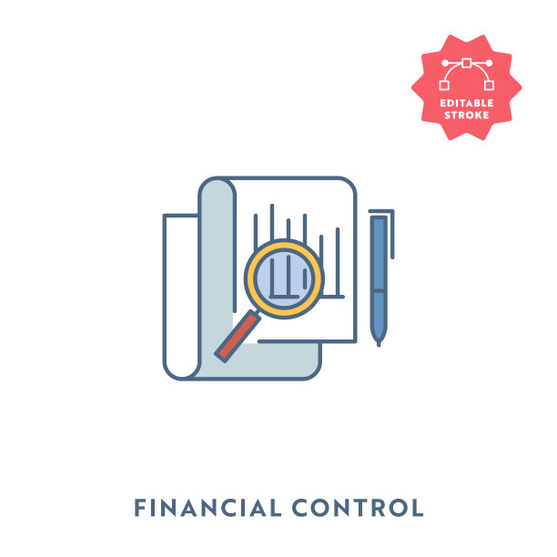 金融控制与可编辑的描边和像素完美的平面图标。图片下载