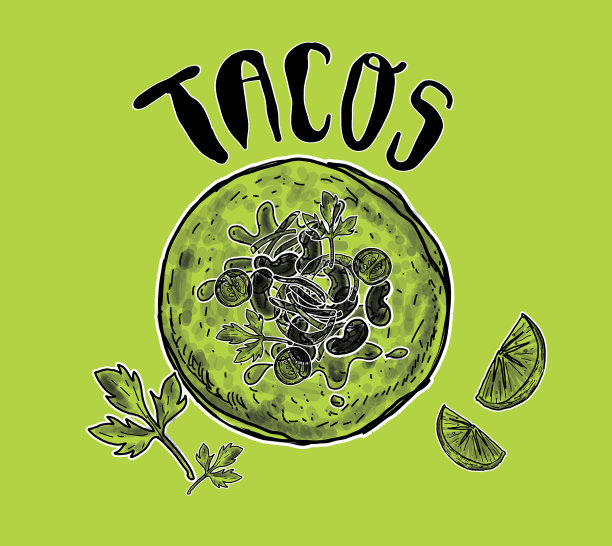 手绘玉米卷与玉米卷馅料配料图片下载