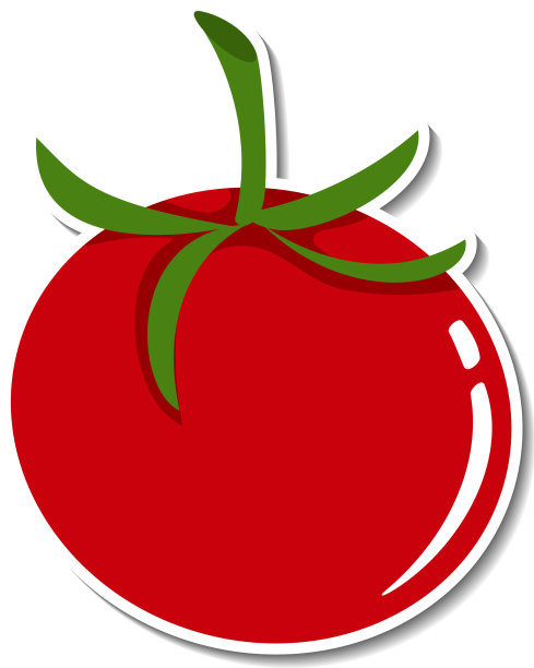 白色背景上的番茄贴纸图片下载