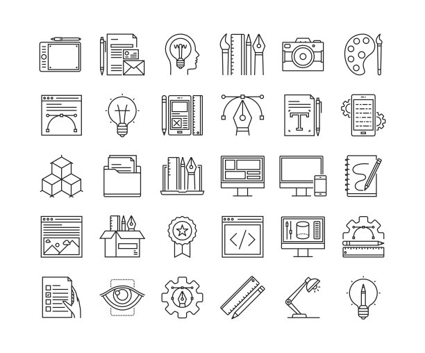 设计和创意细线图标集图片下载