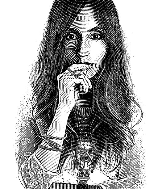 一个波西米亚女人的脸的特写图片下载