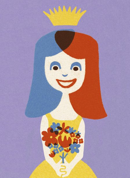 快乐女孩与花束和皇冠图片下载