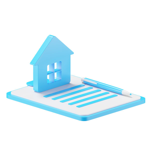 三维图标渲染房地产协议文件，合同，文件孤立的背景。图片下载