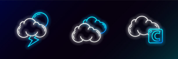 设置线摄氏和云风暴和云图标图片下载