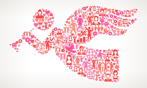 天使女性权利和女孩权力的图标模式图片下载