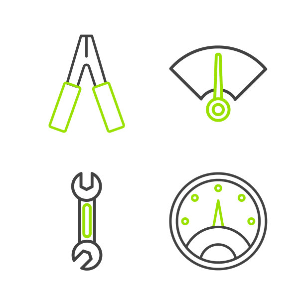 设置线路速度计扳手和汽车蓄电池图片下载