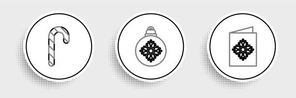 圣诞节明信片糖果手杖线条组合图片下载