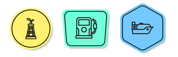 设置石油钻机、加油站和油罐车图片下载
