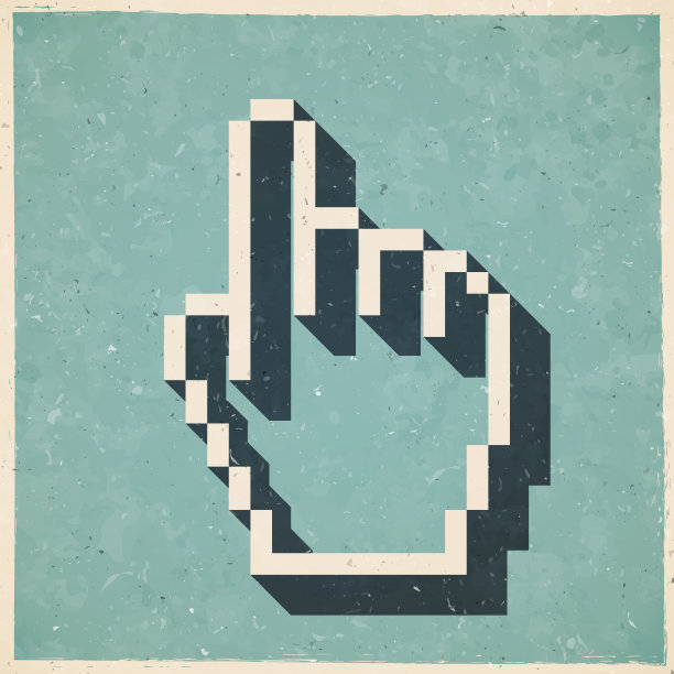 像素手光标。图标复古复古风格-旧纹理纸图片下载