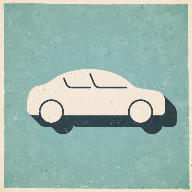 汽车侧面视图。图标复古复古风格-旧纹理纸图片下载