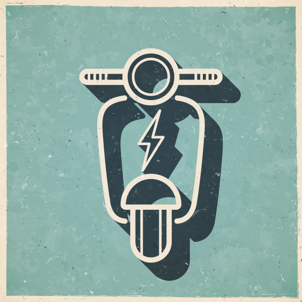 电动摩托车负责。图标复古复古风格-旧纹理纸图片下载
