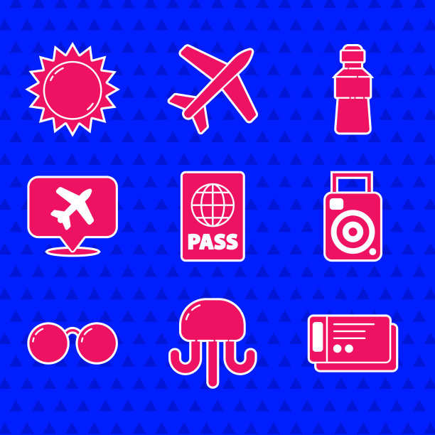 设置护照水母旅行机票照片图片下载