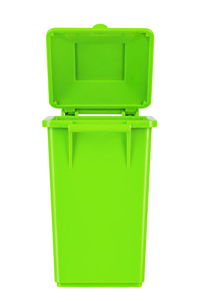 一个新的开箱浅绿色大塑料箱隔离在白色背景。带盖的垃圾容器。清洁、废物分类和公共卫生的概念。图片下载