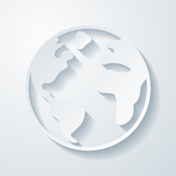 世界——地球。空白背景上剪纸效果的图标图片下载