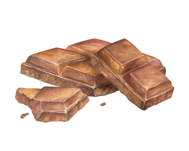 水彩插图一块牛奶或黑巧克力棒。手绘，适合打印，菜单设计图片下载