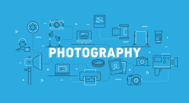 与图标相关的摄影现代线横幅图片下载