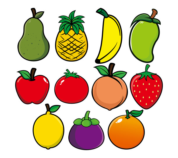 一套水果吉祥物设计矢量图片下载
