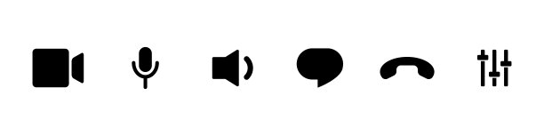 视频通话图标集。界面视频会议按钮。摄像头，聊天，电话，麦克风，声音。向量图片下载