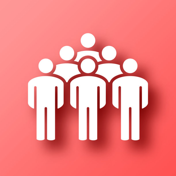 人群。图标在红色背景与阴影图片下载