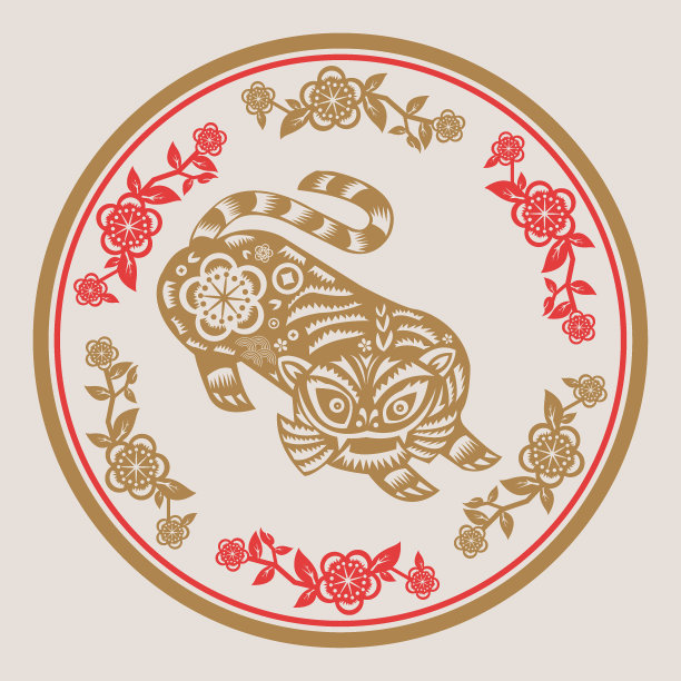 2022年春节快乐，虎年剪纸风格图片下载