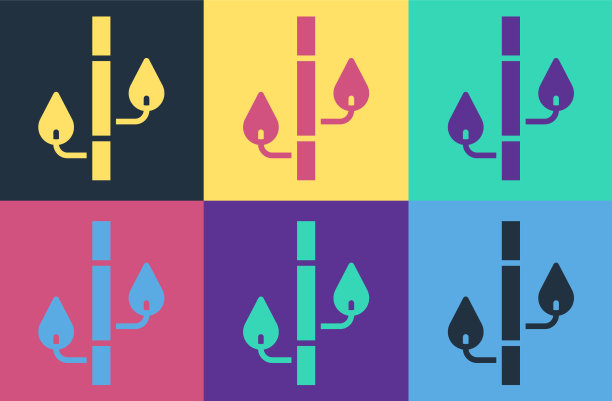 波普艺术竹图标孤立的彩色背景图片下载