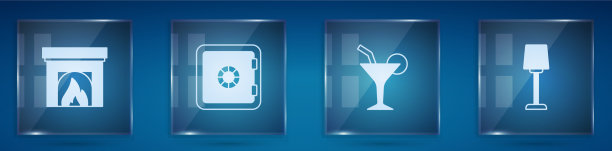 设置内部壁炉安全鸡尾酒和桌子图片下载