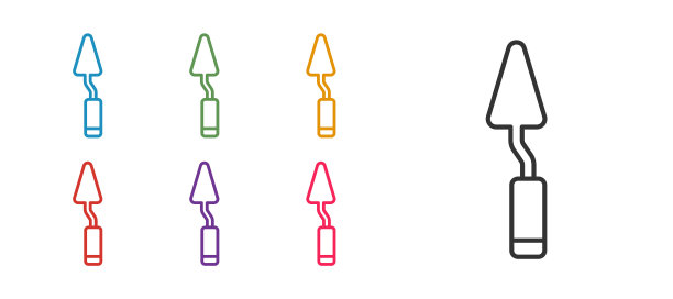 设置线调色板刀图标隔离在白色背景。设置图标彩色。向量图片下载