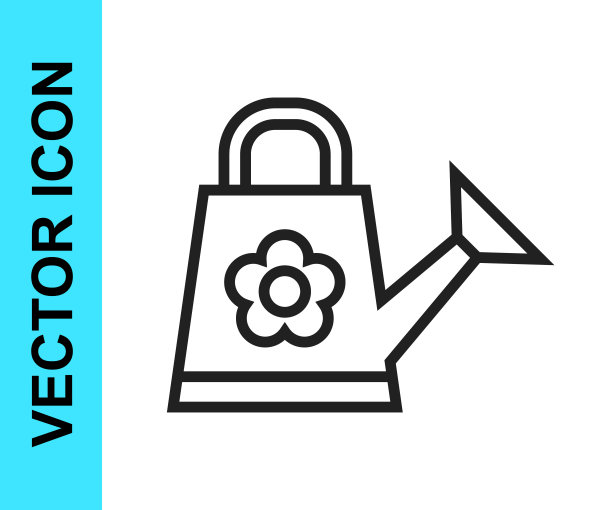 黑色线条的水罐图标孤立在白色背景。灌溉的象征。向量图片下载