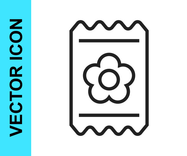 黑线包的种子，一个特定的植物图标隔离在白色背景。向量图片下载