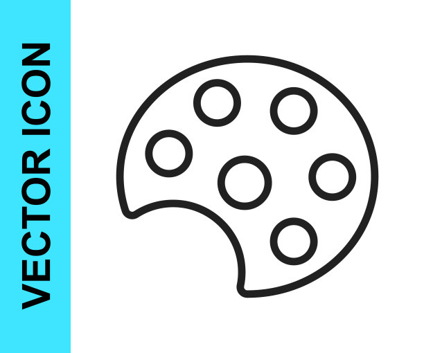 黑线调色板图标孤立在白色背景。向量图片下载