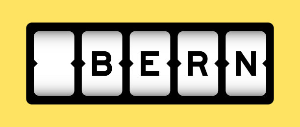 黑色文字伯尔尼槽横幅与黄色背景图片下载