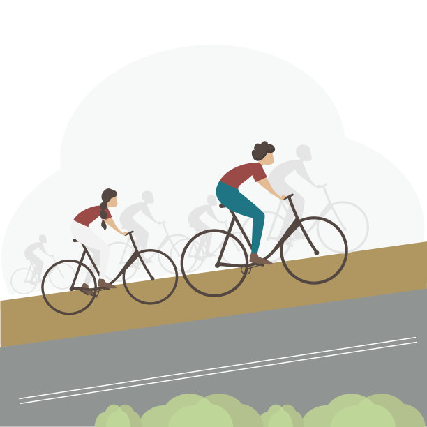 路上骑自行车的人图片下载