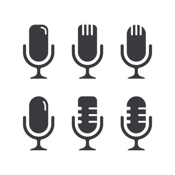麦克风播客图标集隔离矢量插图。图片下载