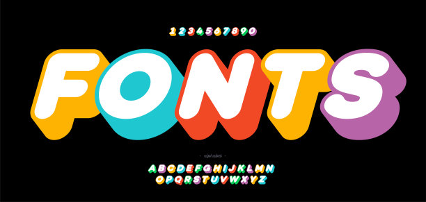 矢量字体3D风格现代排版装饰图片下载