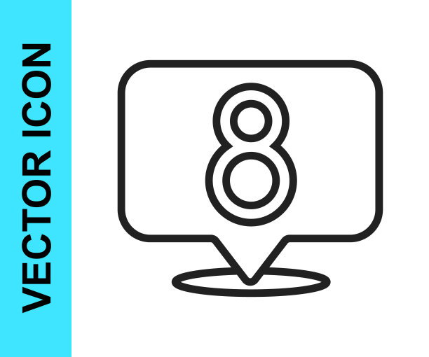 黑线8三月图标孤立在白色背景。妇女节快乐。向量图片下载