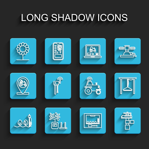 独立传感器和植物，智能农业技术，花卉，鸡蛋孵化器，自动灌溉洒水器，路由器wi-fi信号和无线拖拉机智能图标。向量图片下载