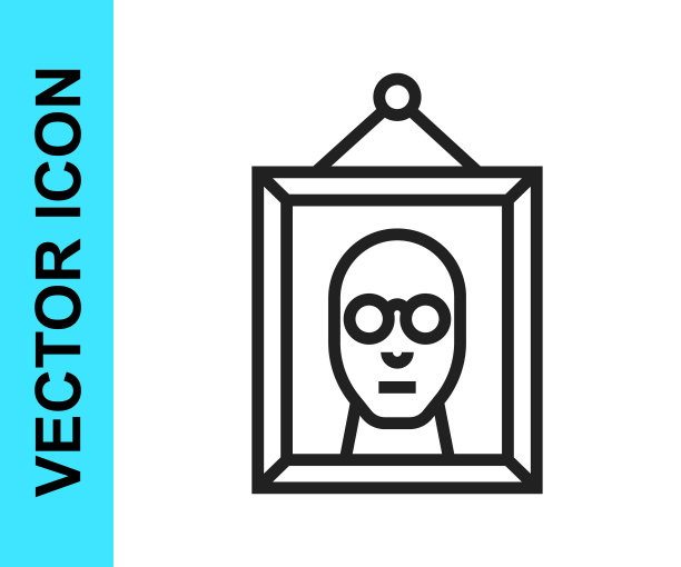 黑线图片图标孤立在白色背景。向量图片下载