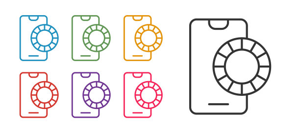 设置在线体育投注图标隔离在白色背景上。体育博彩公司。网上赌博赚钱。设置图标彩色。向量图片下载