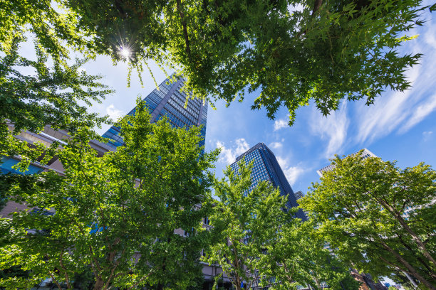 美丽的蓝天和城市建筑图片下载