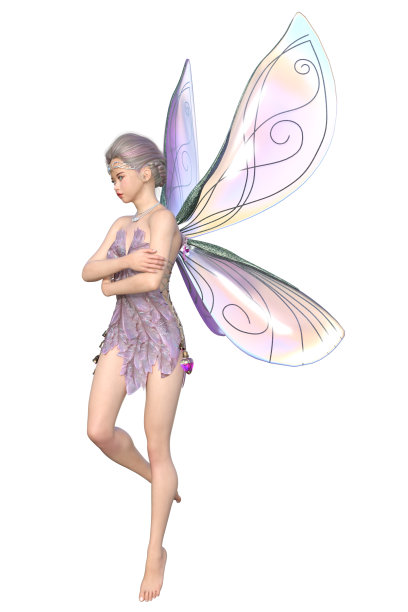 美丽的仙女孤立在白色，3d渲染。图片下载