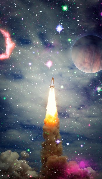 宇宙飞船开始执行任务。新飞船飞到另一个星球。这张图片的元素由美国宇航局提供图片下载