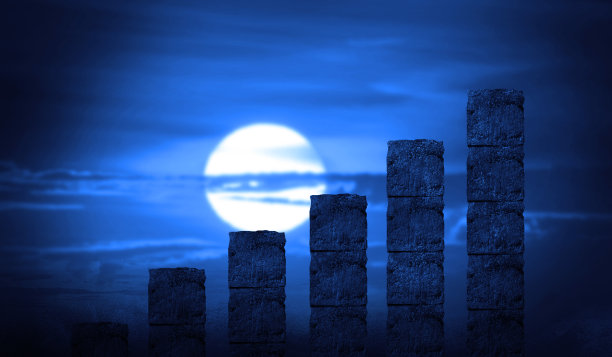 月圆之夜，用楼梯搭建商业图表。成长而拼搏，发展而建帝国图片下载