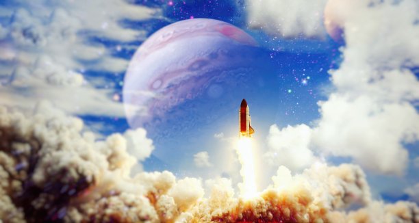 宇宙飞船在深空。以星星为背景的黑暗空间。这张图片的元素由美国宇航局提供图片下载