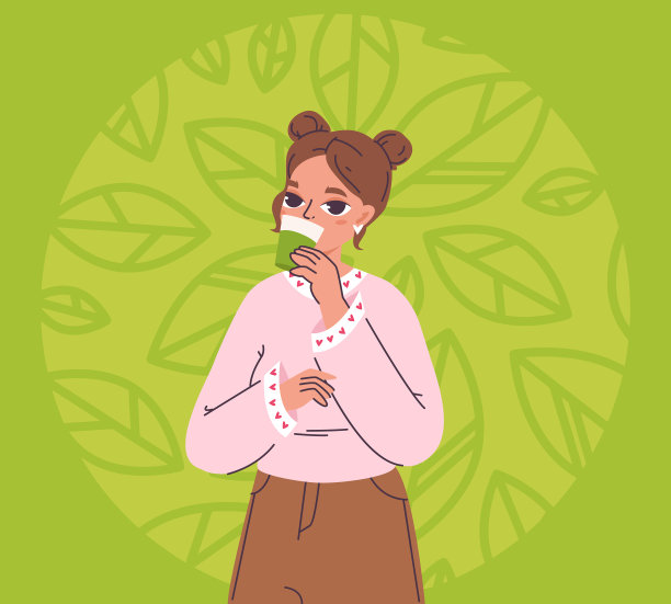 少女喝抹茶，少年喝绿茶图片下载