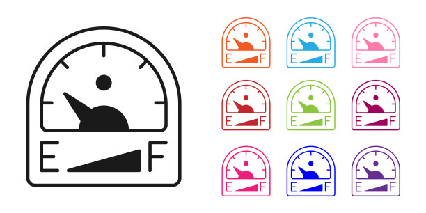 黑色马达燃气表图标隔离在白色图片下载