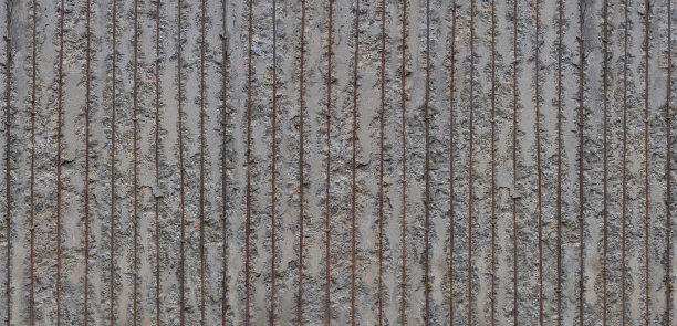 混凝土墙破损，金属钢筋生锈图片下载