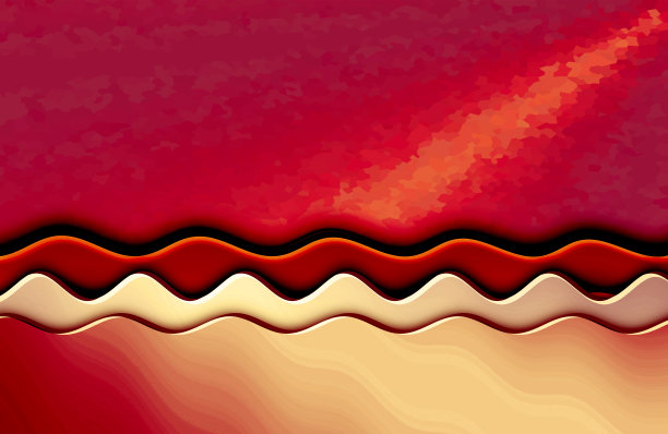 背景与波浪在红色阴影。模板为您美丽的背景，为商业演示文稿，传单，海报，横幅，小册子设计。图片下载