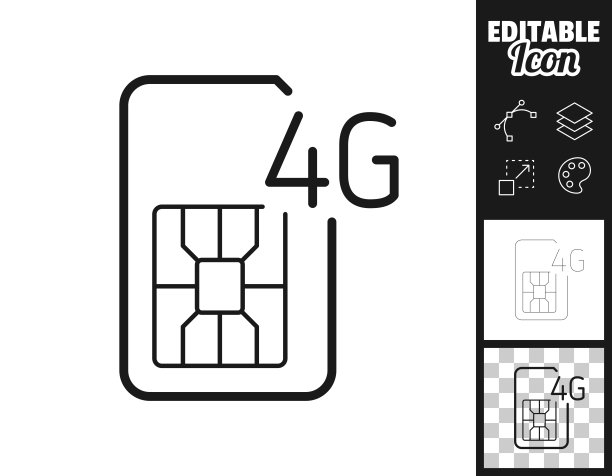 4 g SIM卡。图标设计。轻松地编辑图片下载