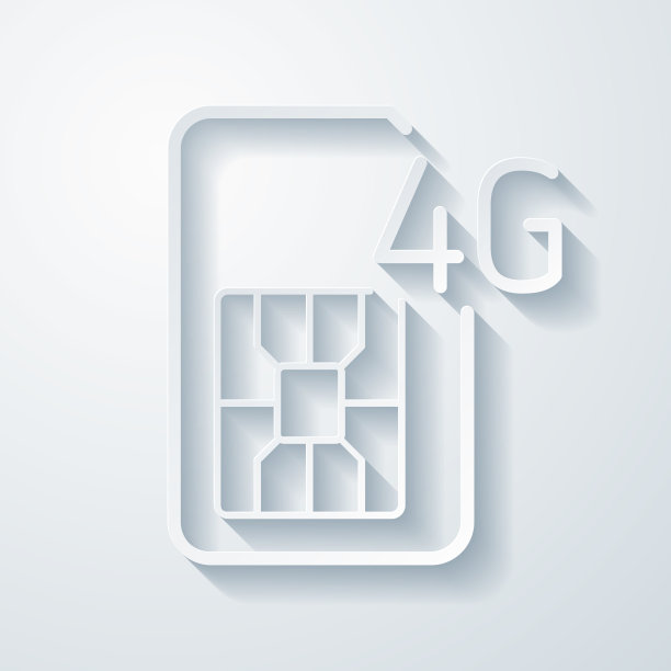 4G SIM卡。空白背景上剪纸效果的图标图片下载