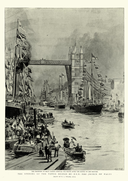 伦敦塔桥的开幕式。的船图片下载
